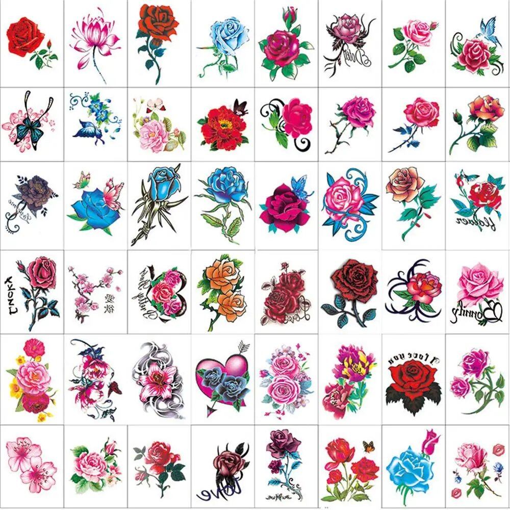 10/20/30/50 Sheets of Waterproof Temporary Tattoo Stickers, Removable Body Art, Butterfly and Flower Designs for Men and Women, Stylish, Imported