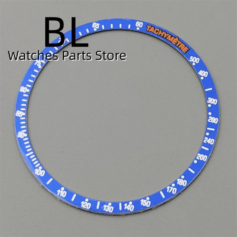BLIGER 40mm Black PVD VK63 Watch Case with Black, Blue, Red, Green, and Silver Inserts, Acrylic Mirror, and VK63 Movement Assembly and Repair Parts; Dial Diameter: VK63 (Imported)