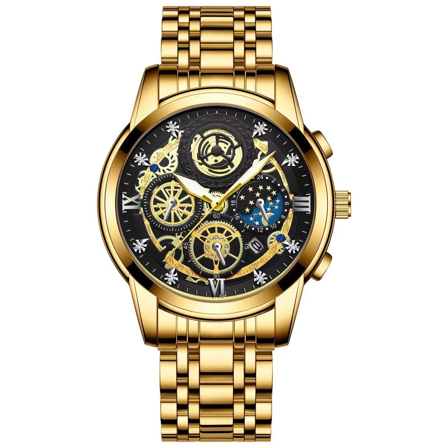 BINBOND B4010 Fashion Casual Quartz Men's Watch with Stainless Steel Strap, Luxury Dial, Luminous Display, 30M Water Resistance, Parallel Import