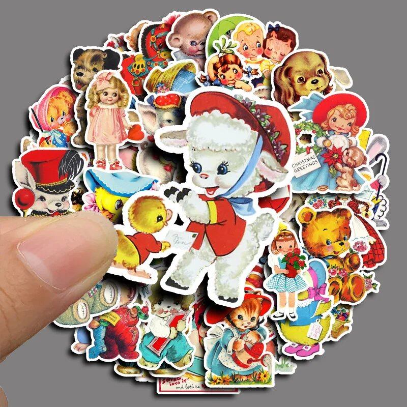 10/30/50-Piece Retro Showa Style Plush Animal Cartoon Stickers for DIY Smartphones, Laptops, Suitcases, and Skateboards. Graffiti Decals. Perfect Gift. 0 Pieces per Pack. Parallel Import.