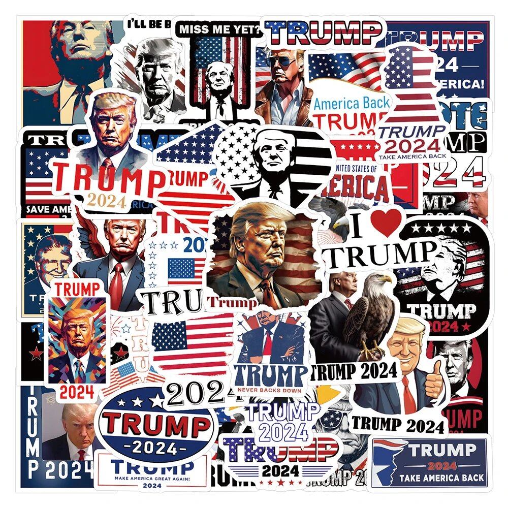 10/30/50/120-Count Funny Trump 2024 Stickers, Cool Graffiti Design, Waterproof DIY Decals for Smartphones and Laptops, Character Stickers, Parallel Import