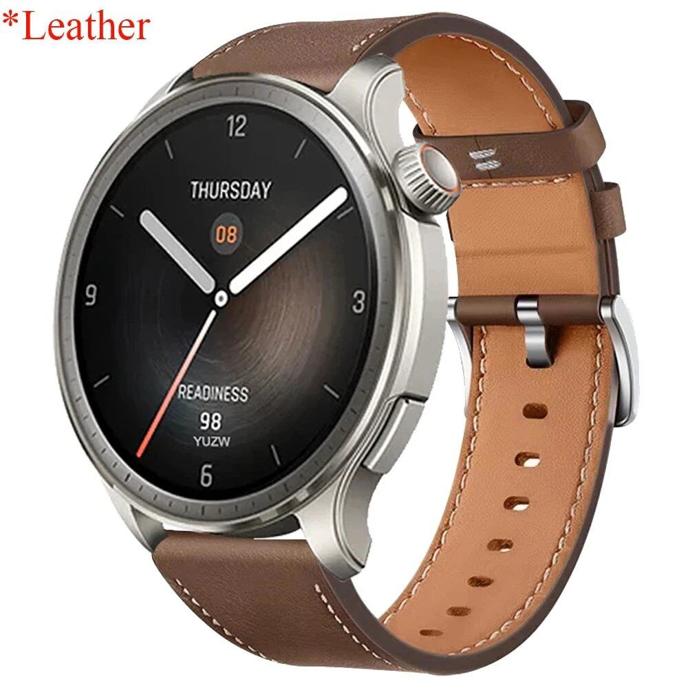 Compatible with Huami AMAZFIT BALANCE/CHEETAH Band, Amazfit BIP5, GTR 4/3 Pro (42mm/47mm), GTS 4/3, 20mm/22mm Soft Leather Strap Business Wristband, Band Color: mm, Parallel Import