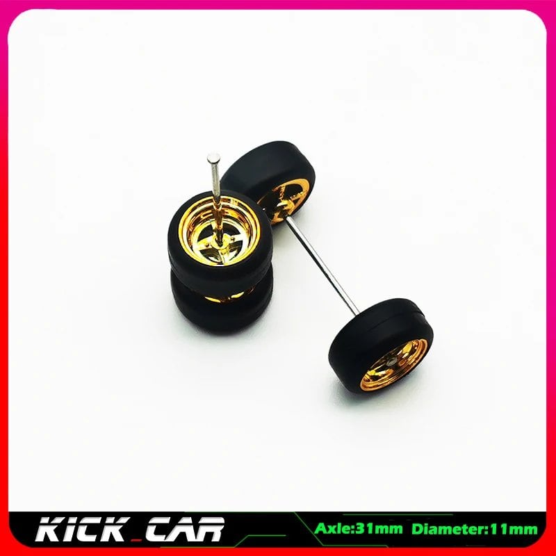 1/64 scale model car wheels with rubber tires, set of 4, ABS plastic, basic conversion parts for Hot Wheels, Tomica, and Mini GT. Color: WTS. Ships from: Parallel import.