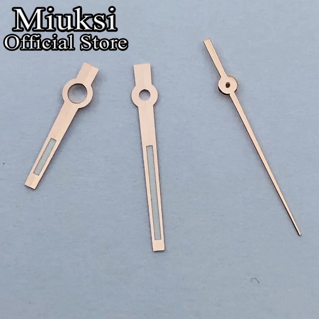 Miukushi Silver, Rose Gold, Blue, Black, Red Watch Hands with Green Luminous Hands, Compatible with NH35, NH36, ETA2824, 2836, PT5000, and Miyota 8215 Movements, Parallel Import