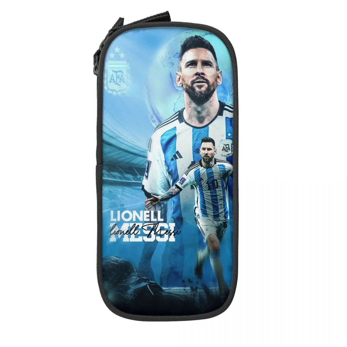 Soccer Messi Pencil Case, Large Capacity, Student Pencil Case, Stationery, School Supplies, Makeup Pouch, Size: L; Parallel Import