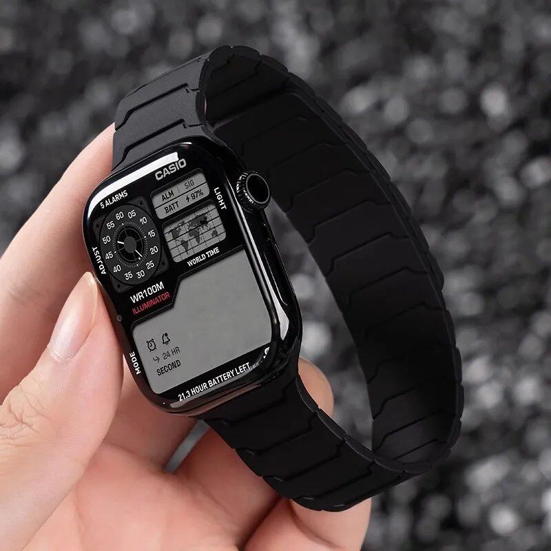Silicone Band with Magnetic Strap for Apple Watch, Compatible with 46mm, 42mm, 49mm, 45mm, 41mm, 44mm, and 40mm Watches, iWatch Ultra 2/Series 10/9/8/7/6/SE/5/4/3, Band Color: mm, Parallel Import