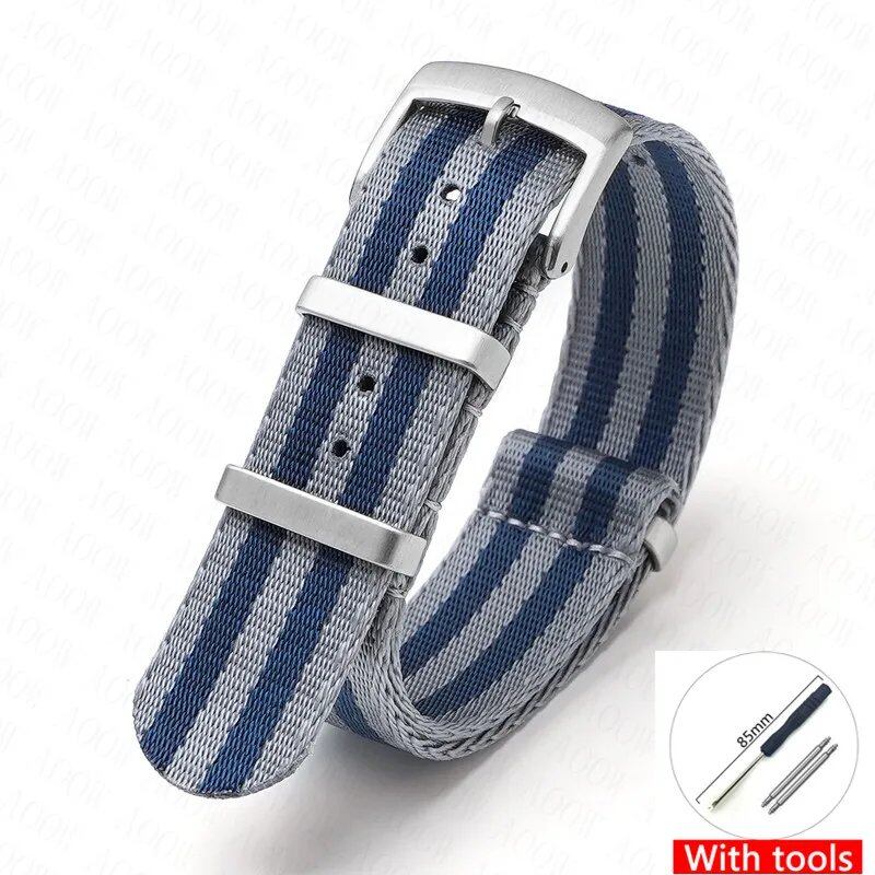 Nylon Strap for Omega Moonwatch, Speedmaster, and Seamaster 300 - Seiko 18mm, 20mm, 22mm, and 24mm Men's Sports Canvas Watch Bracelet, Band Color: mm, Parallel Import