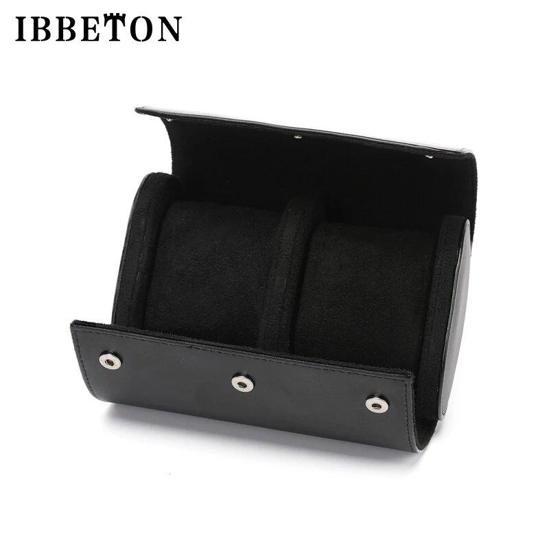 IBBETON 3-Slot Watch Roll Travel Case, Portable Vintage Leather Watch Display Case, Storage Box, Men's Gift, Watch Organizer, Color: Black, Parallel Import