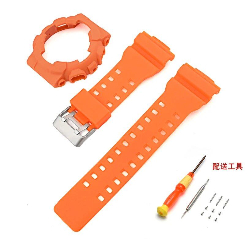 Silicone Watch Strap for CASIO GA-100/110, GD-100/110/120, GLS-100, GAX-100, and G-SHOCK GA100 (Includes Case, Strap, and Bezel Replacement Tool) Band Color: Parallel Import