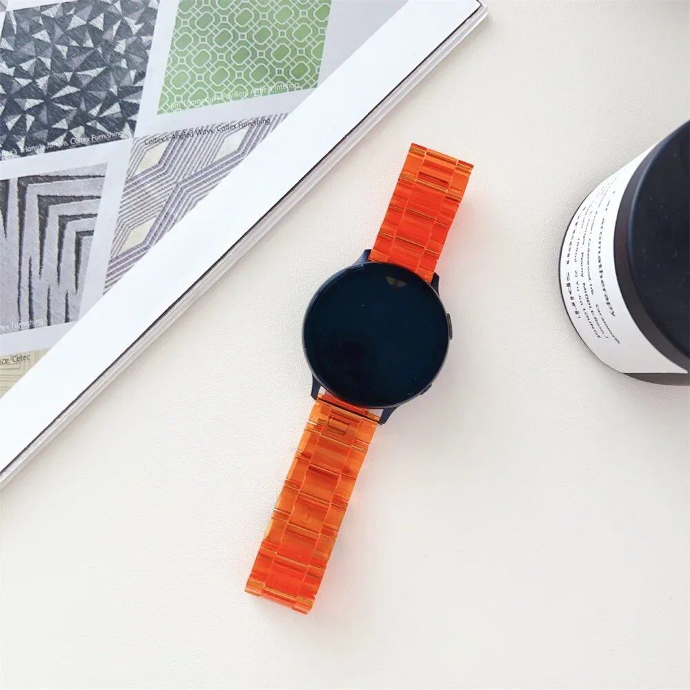 20mm/22mm Clear Glacial Link Bracelet Strap for Samsung Galaxy Watch 6/5/Pro/4/Classic/Active 2, Compatible with Huawei GT2/2e/3/Pro/4, Band Color: Watch Band, Parallel Import