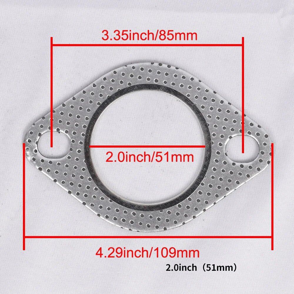 1/5-Piece Car Exhaust Downpipe Flange Gasket, 51/55/60/63/70/76mm, Exhaust and Intake Pipe Gasket, 2.0/2.16/2.36/2.5/2.75/3.0 Inch, Parallel Import