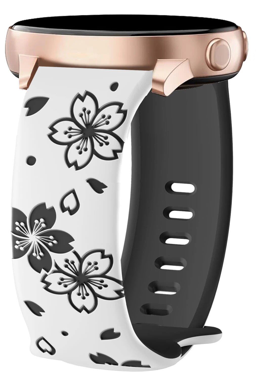 Two-tone silicone band with engraved strap for Samsung Galaxy Watch 7/6/5/4, Active 2 40mm/44mm, Watch 5 Pro 45mm, and Watch 3 41mm. Band Color: Black; Band Width: 20mm. Parallel Import.