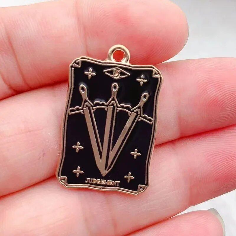 Set of 10 Tarot Card Charms, Magical Divination Craft Metal Charms Pendants for DIY Earrings, Bracelets, Jewelry Making, Handmade Crafts, Metal Color: Parallel Import