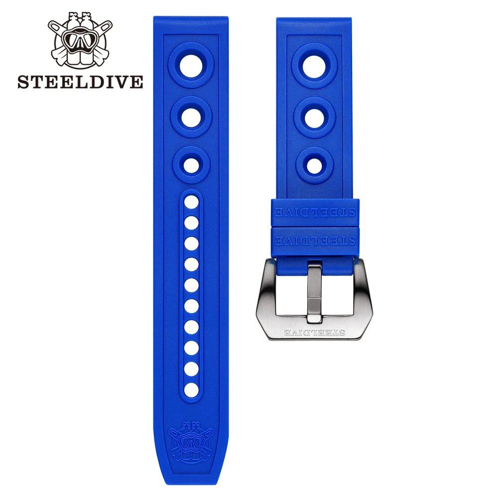 Steeldive Official 20mm/22mm Premium Soft Rubber Strap for Men's Dive Watches, Replacement Strap, Band Color: mm, Parallel Import