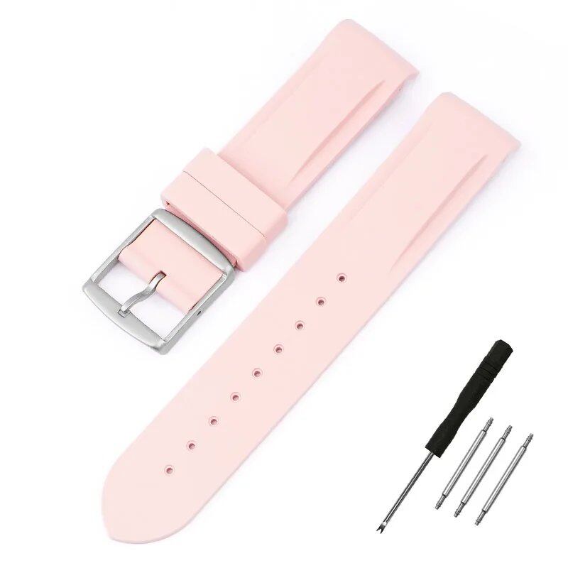 New 20mm Bent End Rubber Watch Strap for Omega Moonwatch, Joint Constellation, Men's Waterproof Sports Watch Band, Band Color: 20mm; Band Width: 20mm, Parallel Import