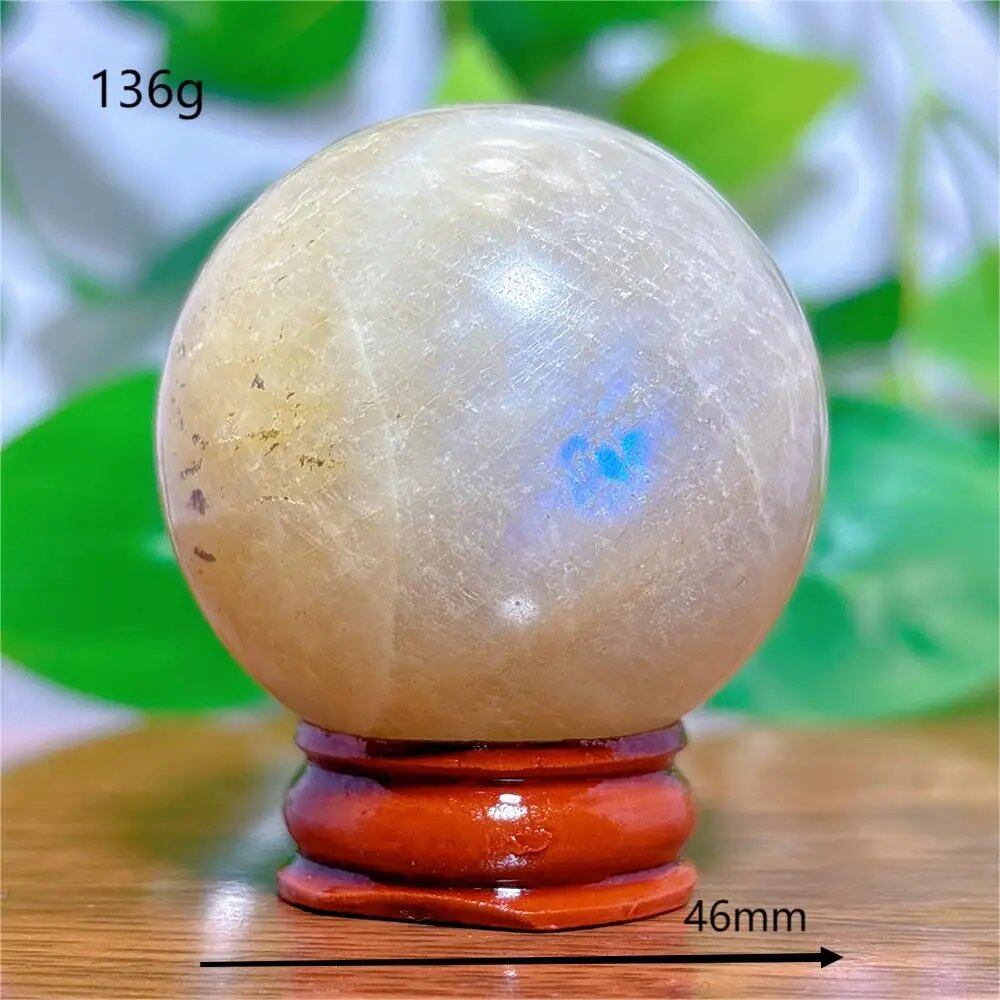 Moonstone Sphere Crystal, Natural Quartz Stone, Home Decor, Mineral, Reiki, Craft, Gift, Energy, Healing, Spiritual, Love, with Stand, Parallel Import