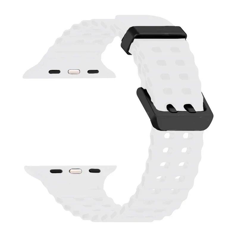 Silicone Ocean Strap for Apple Watch Ultra 2, 49mm, 45mm, 44mm, 42mm, 38mm, 41mm, and 40mm, compatible with iWatch Series 10/9/8/7/SE/5/4/3. Correa sizes: 42mm, 44mm, 45mm, and 49mm. Band colors: Parallel import.