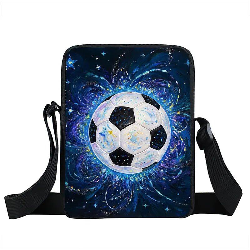 クールなゴールデンサッカー クラウンプリント クロスボディバッグ 熱血フットボール スポーツハンドバッグ ティーン向け 男女兼用 携帯ホルダー付き ブックバッグ カラー:xkbg 並行輸入品