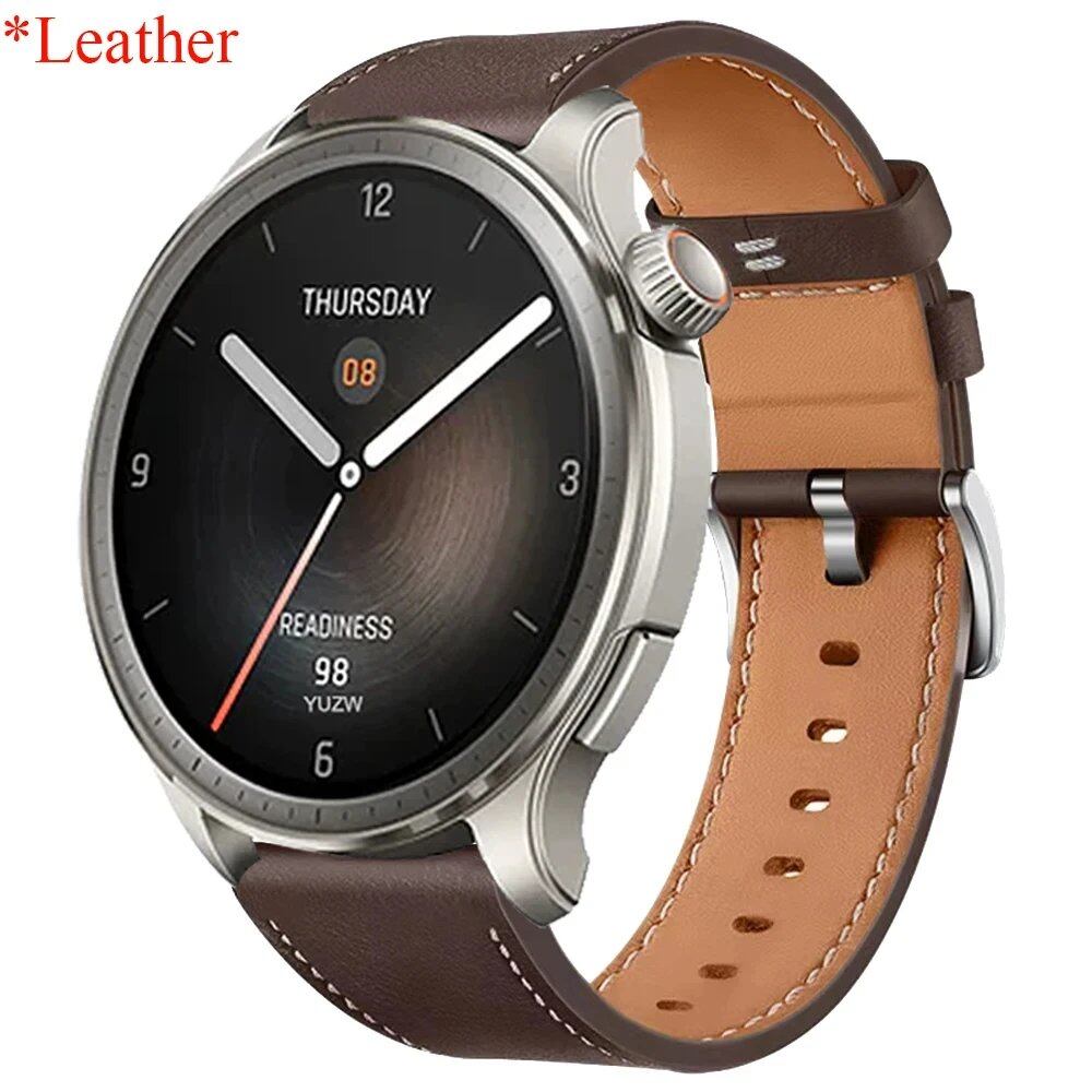 Compatible with Huami AMAZFIT BALANCE/CHEETAH Band, Amazfit BIP5, GTR 4/3 Pro (42mm/47mm), GTS 4/3, 20mm/22mm Soft Leather Strap Business Wristband, Band Color: mm, Parallel Import