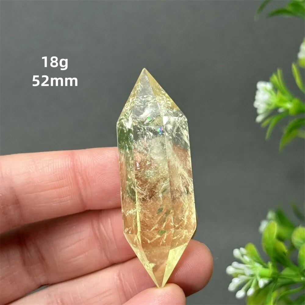 1個 天然シトリンオーラ六角両先端クリスタルワンド スピリチュアル瞑想ヒーリングストーン ホームデコレーション ガーデンフェスティバルアクセサリー カラー: 並行輸入品
