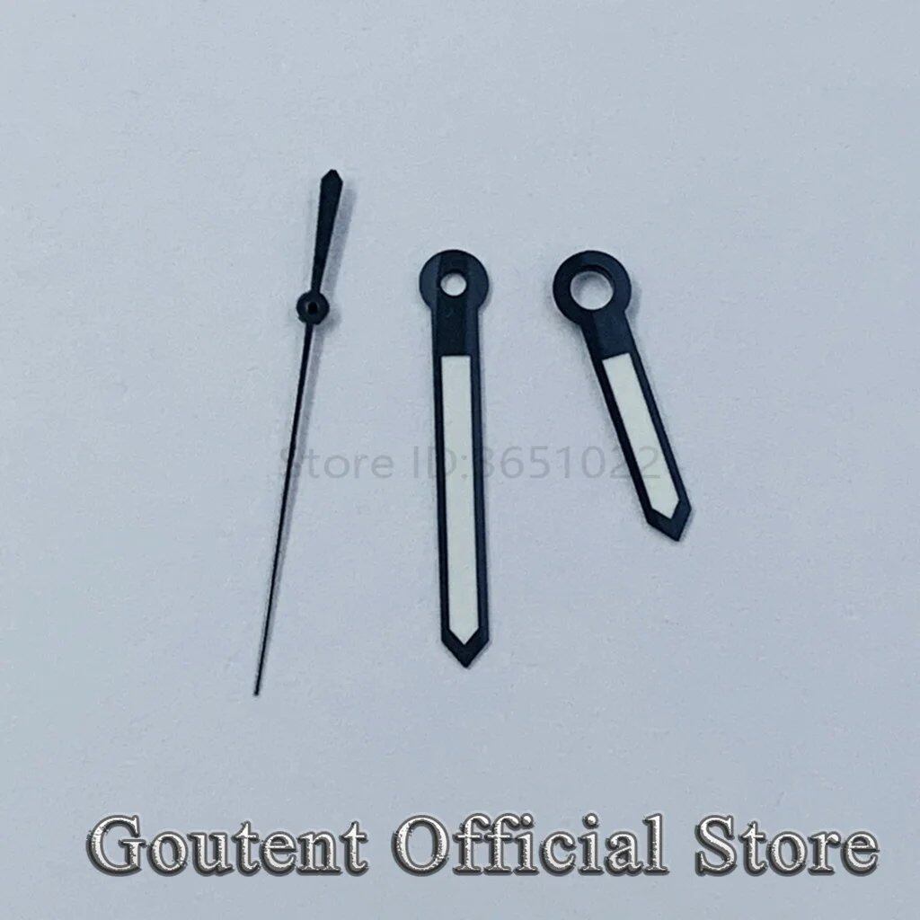 Goutent Black, Silver, and White Watch Hands with Green Luminous Hands for NH35 and NH36 Automatic Movements (Parallel Import)