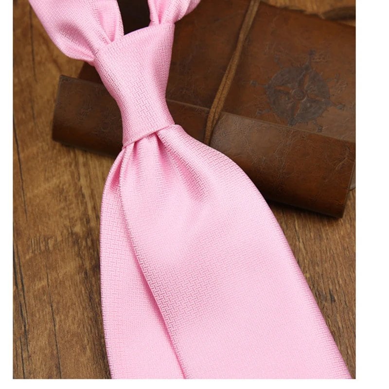8cm Wide Premium Solid White & Brown Men's Tie, Woven Polyester with Black Ribbon, Perfect for Business, Weddings, and Parties, Cravat, Parallel Import