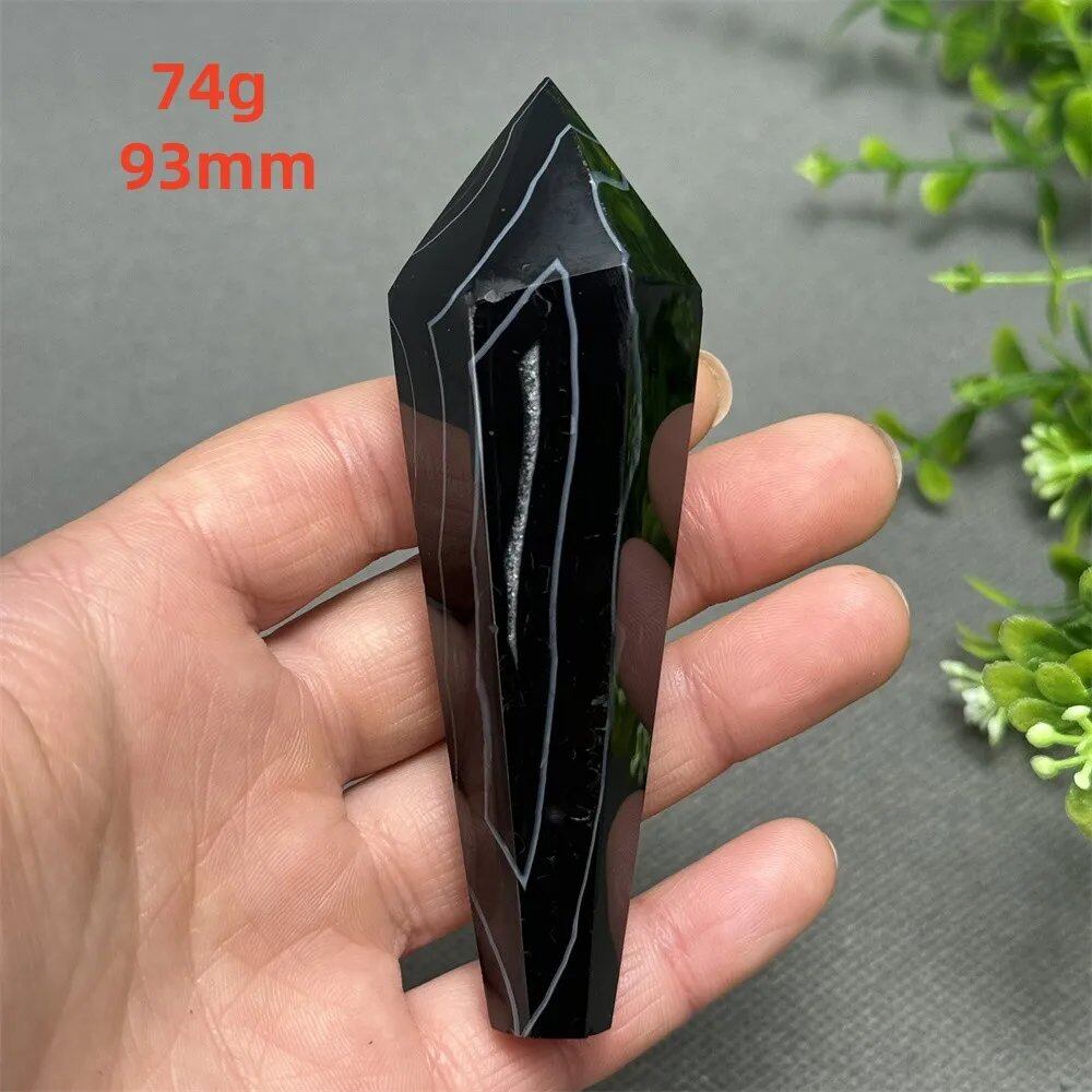 天然ブラックオニキスチップ セプター 超パワー レイキエネルギー チャクラ スピリチュアルヒーリング ウィザード ウィッチクラフト 瞑想 ホームデコレーション ギフト カラー: 並行輸入品