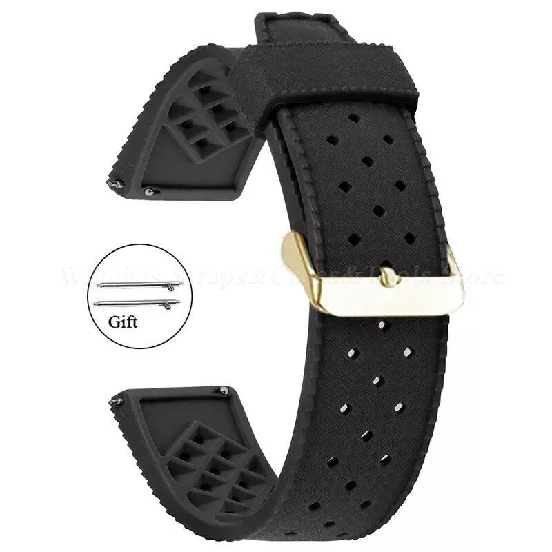Premium-grade Tropic Silicone Watch Strap, 20mm, 22mm, Seiko, Oris, Omega, Quick Release, Diving, Waterproof, Rubber Bracelet, Band Color: mm, Parallel Import