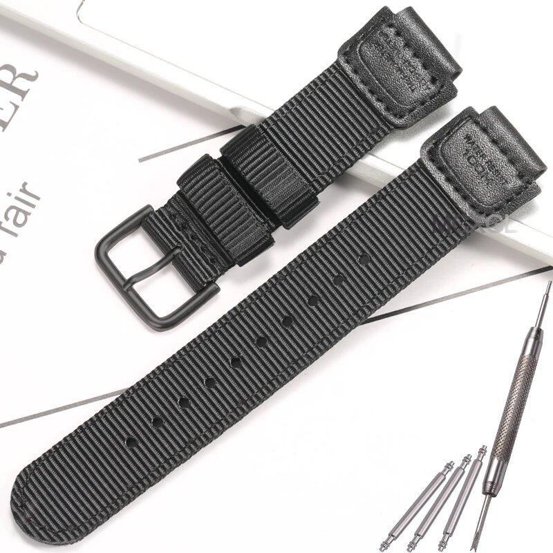 18mm Nylon Watch Strap for Casio W800H Men's Canvas Sport Bracelet in Black and Green. Compatible with SGW300, F91W, F105/108/A158/168, AE1200WH, and AE1300. Band Color: Black. Band Width: 18mm. Ships from: Parallel Import.