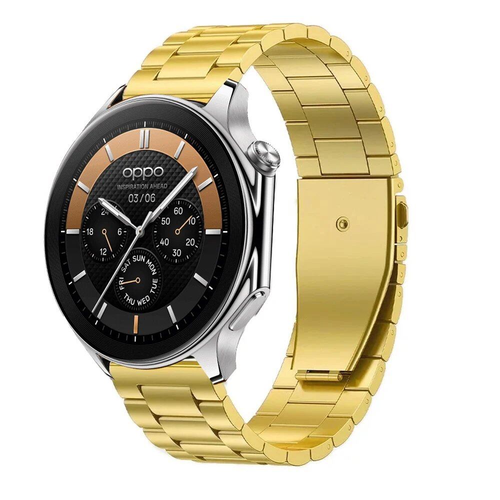 22mm Stainless Steel Metal Bracelet with Folding Buckle for OnePlus Watch 3/2R/2 and OPPO Watch X/X2/4 Pro, Band Color: Parallel Import