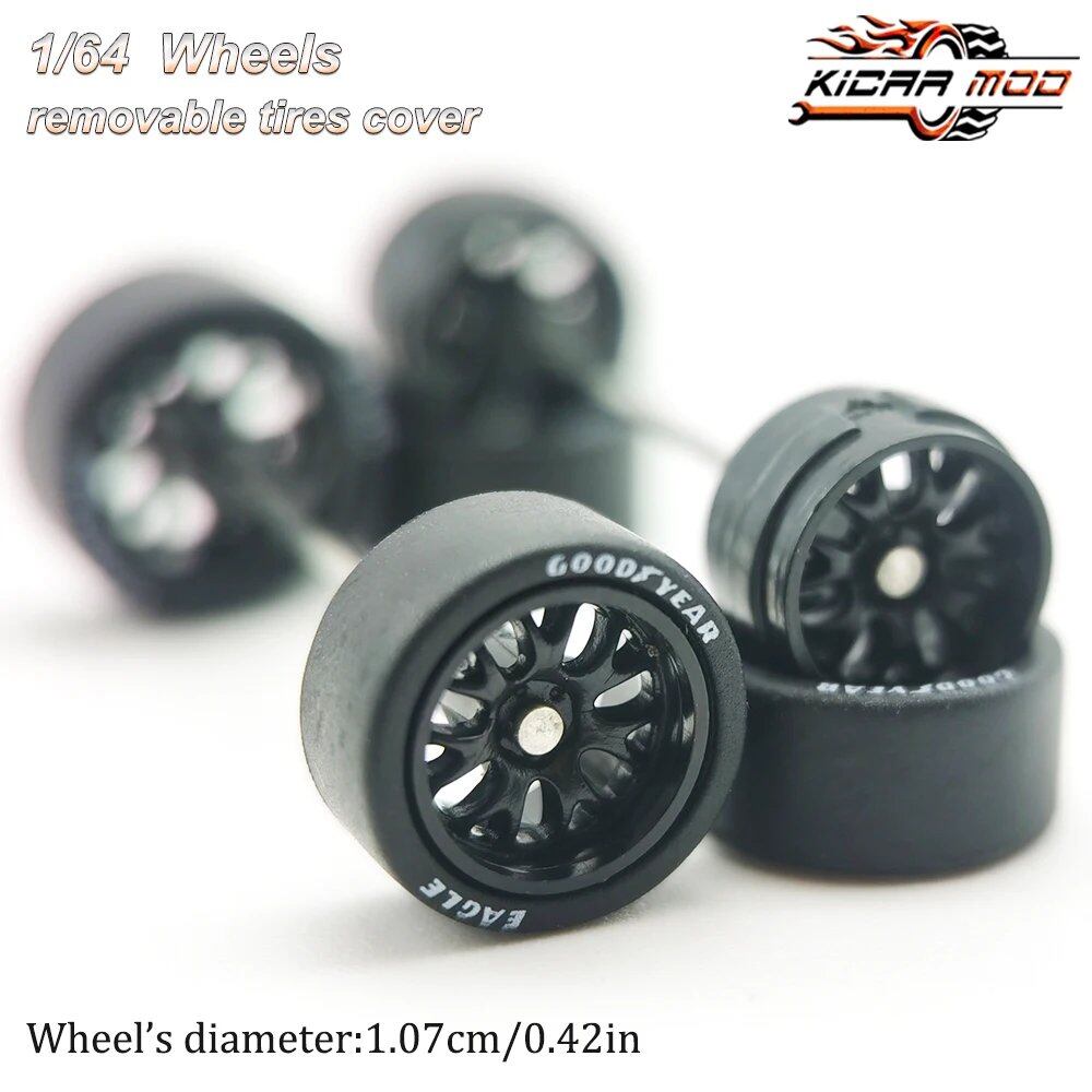 1/64 Scale Diecast Model Car BBS LM-R Re-Fighting Parts Wheel Set with Rubber Tires (D:11mm) - Compatible with Hot Wheels, Matchbox, and Tomica - Parallel Import
