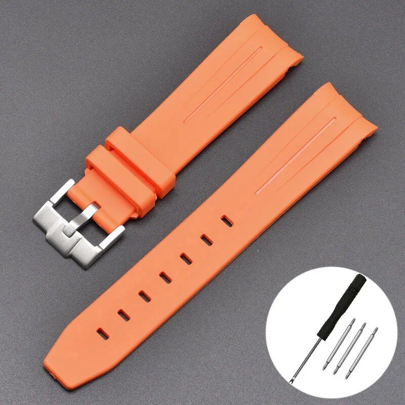 New 20mm Bent End Rubber Watch Strap for Omega Moonwatch, Joint Constellation, Men's Waterproof Sports Watch Band, Band Color: 20mm; Band Width: 20mm, Parallel Import