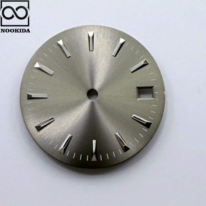 NOOKIDA 28.5mm Sunburst/Frosted Dial Watch with Calendar Window for NH35/NH36/4R/7S Automatic Movements, Color: Parallel Import