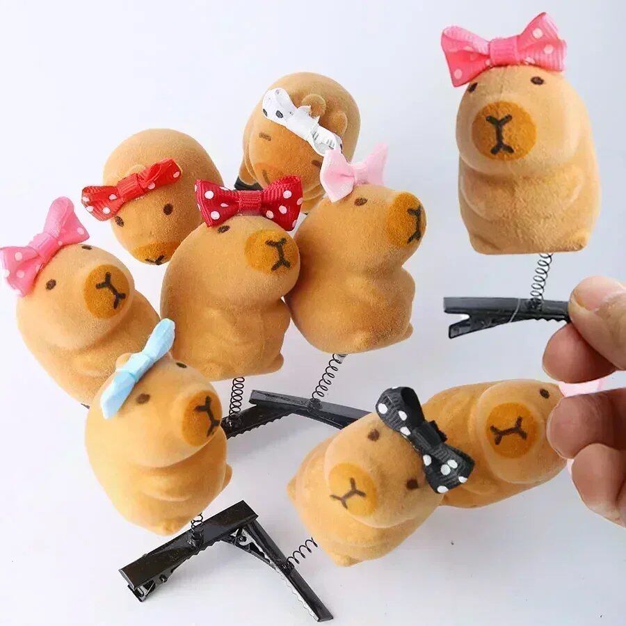 10-100 Pieces Heart-Shaped Sunglasses 3D Capybara Plush Hairpins, Stylish and Cute Capybara Hair Clips, Accessories, Headwear, Wholesale Size: Parallel Import