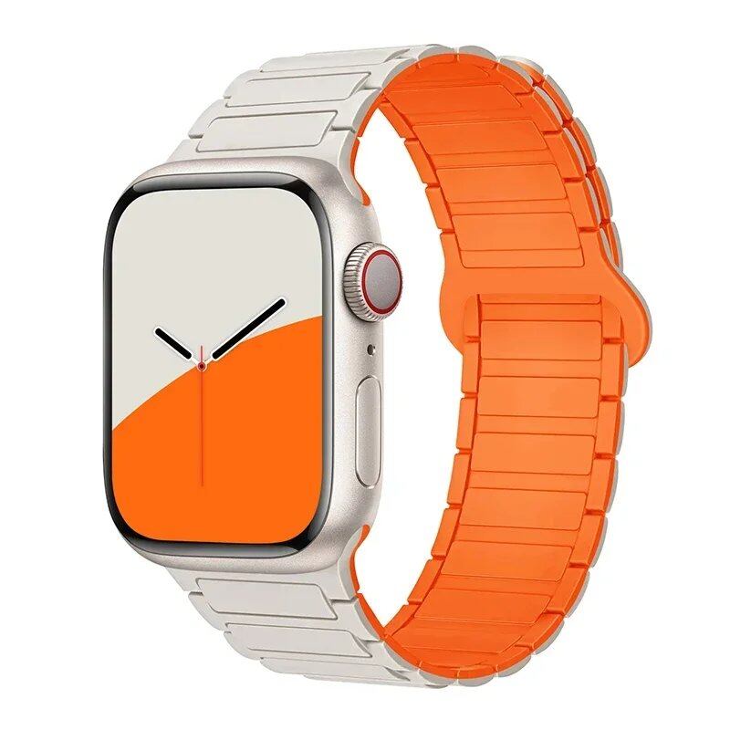 Magnetic Loop Band for Apple Watch, Compatible with 44mm, 40mm, 49mm, 45mm, 41mm, and 38mm Silicone Straps, Compatible with iWatch Series 9/8/7/6/5/4/3/SE/Ultra 2, Parallel Import