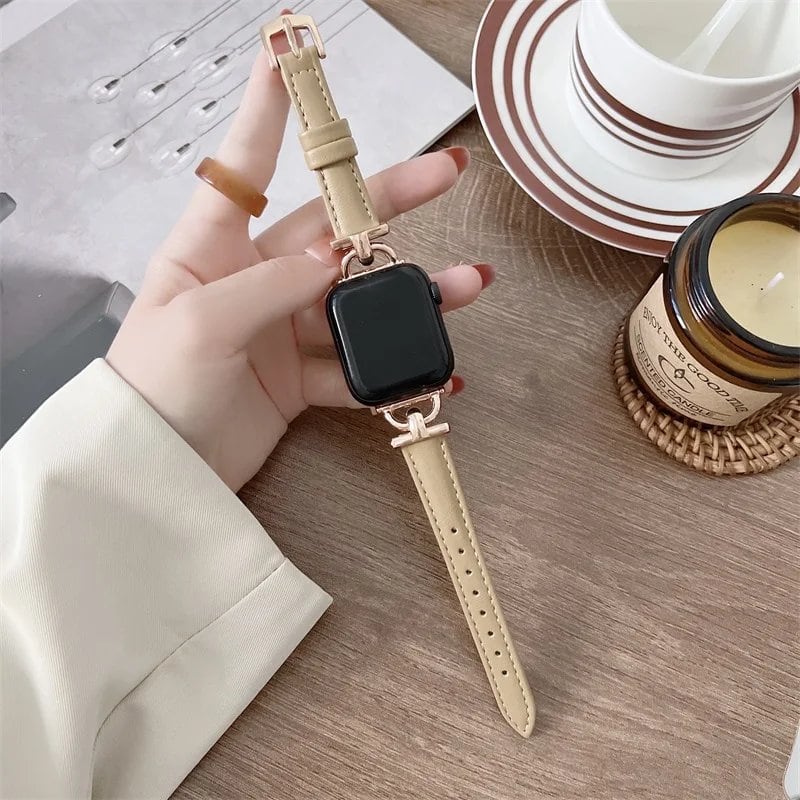 Genuine Apple Watch Leather Strap, Compatible with iWatch Series 8/7/6/SE/5/4/3, 44mm, 41mm, 45mm, 38-42-40mm, Ultra, and 49mm Bands. Parallel Import.