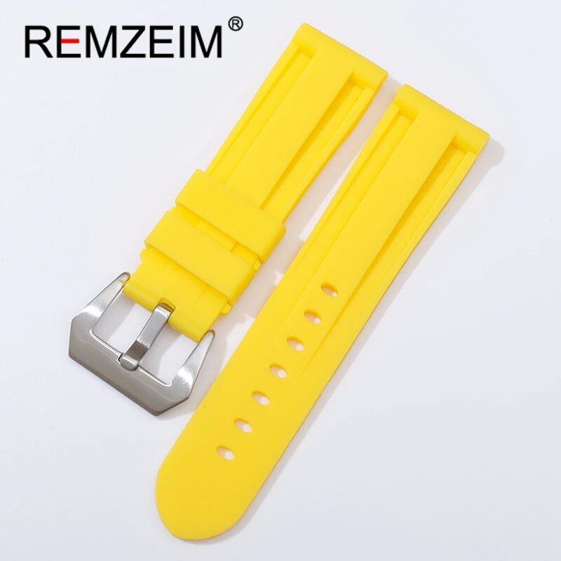 Soft Silicone Sports Watch Band, Waterproof, Men's Replacement Strap with Black Buckle, Compatible with 22mm, 24mm, and 26mm Watches, Band Color: mm, Parallel Import