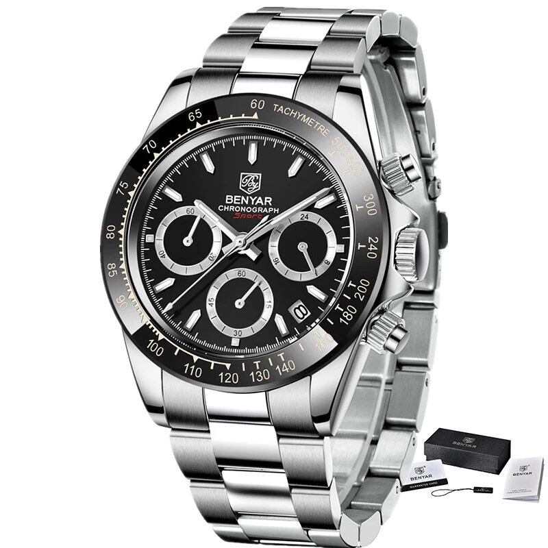 Veneer Men's Luxury Sports Watch, Waterproof Stainless Steel Quartz Chronograph Watch, Relojo Ombre, Parallel Import