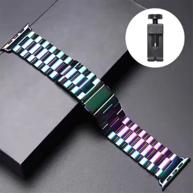 Stainless steel metal band bracelet for Apple Watch Ultra 2/Series 10, 9, 8, 7, 6, 5, and 4 (38/40/41/42/44/45/46/49mm) Band Color: mm Parallel Import