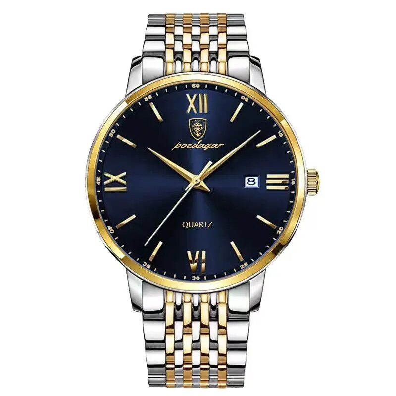 POEDAGAR Luxury Men's Sports Watch, Stainless Steel, Waterproof, Date Function, High-Quality, Casual Fashion Quartz Movement, Color: 826, Parallel Import