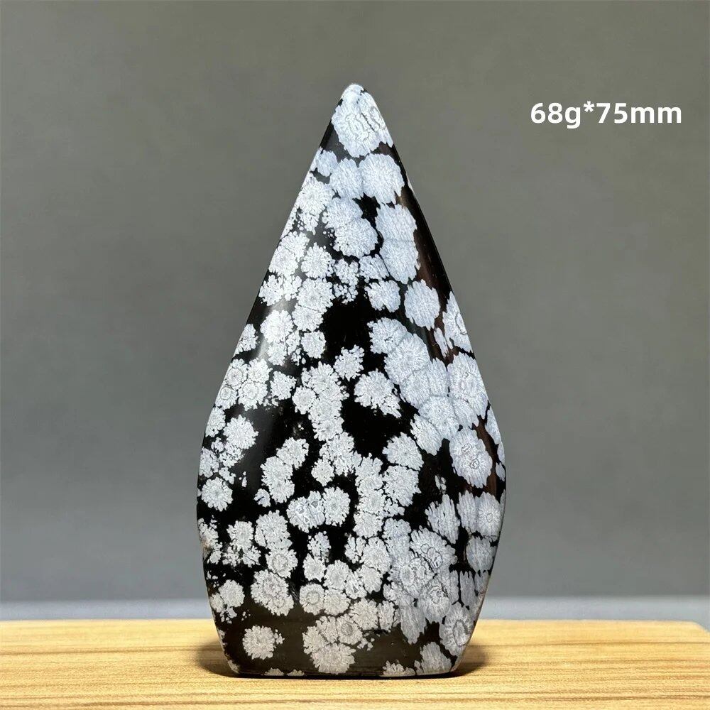 Snowflake Obsidian Freeform Ornament with Natural Quartz, Reiki, Meditation, Healing, Witchcraft, Energy Decoration, Home Gift, Color: Parallel Import