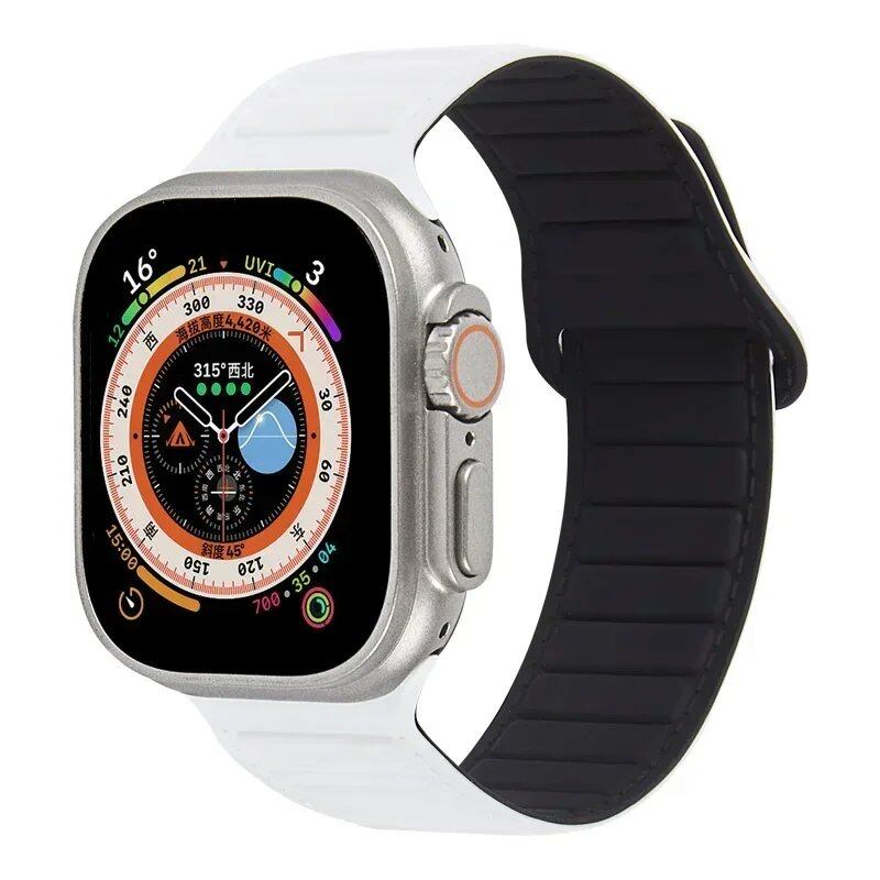 Silicone band for Apple Watch (Compatible models: Ultra 2/Series 10/9/8/7/6/SE/5/4/3, Sizes: 49mm/45mm/44mm/46mm/42mm/41mm/40mm) Magnetic Strap Band Color: mm Parallel Import