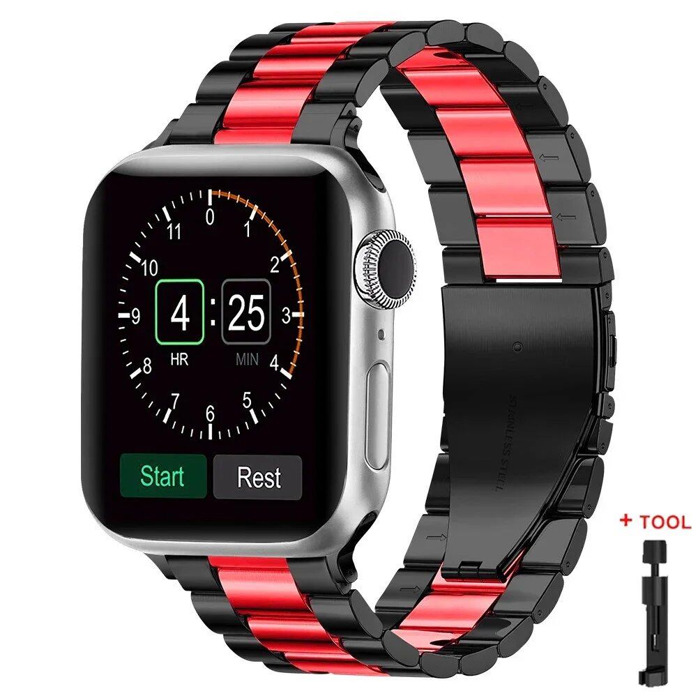 Stainless Steel Metal Band for Apple Watch Ultra 2 (49mm), S10 (46mm), 42mm, 45mm, 41mm, and 44mm - Compatible with iWatch Series 10, 9, 8, 7, SE, 6, 5, 4, and 3. Band Color: Imported