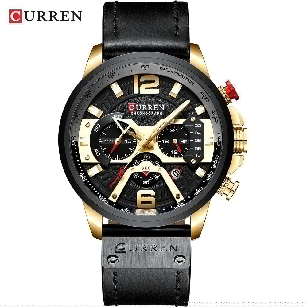 Karen Men's Sports Watch, Luxury Military Leather Chronograph, Stylish Watch, Color: Parallel Import