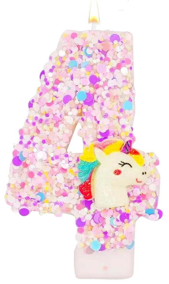 0-9 Number Birthday Candles, Happy Birthday Cake Candles, Unicorn Theme Party Supplies (Parallel Import)