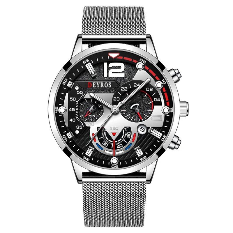 Fashionable Men's Business Watch, Luxury Quartz Wristwatch with Luminous Clock, Casual Calendar Watch, Color: Parallel Import