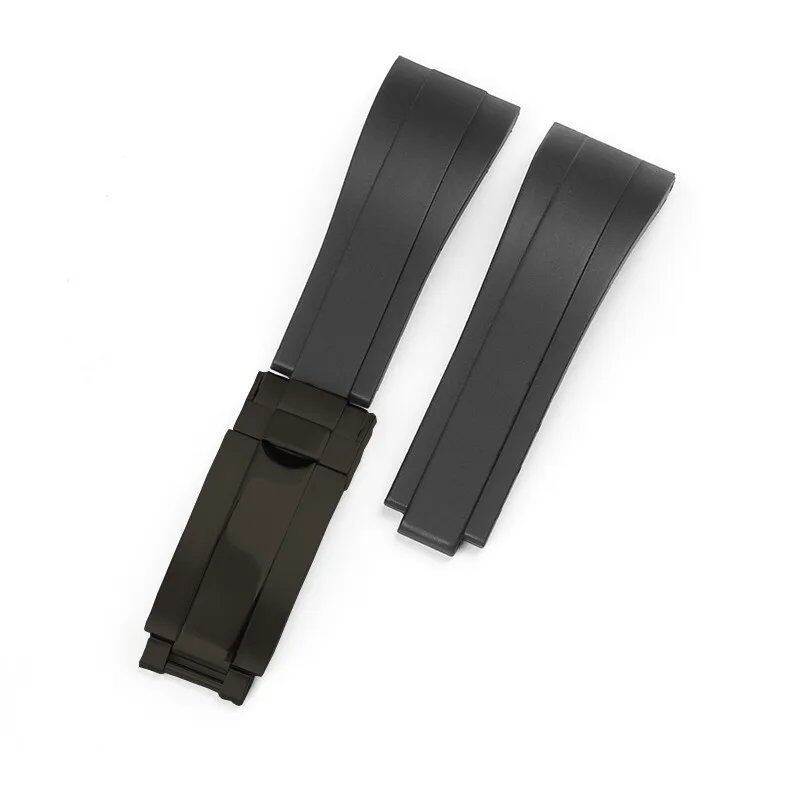 20mm Curved Soft Silicone Watch Band for Rolex Oysterflex - Men's and Women's Sport Bracelet with Folding Buckle, Band Color: 20mm; Band Width: 20mm - No Logo, Parallel Import