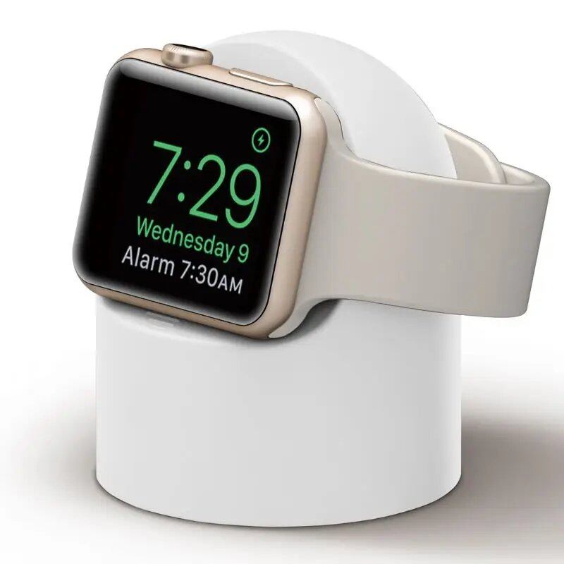 Charging stand for Apple Watch Series Ultra/8/SE2/7/6/SE/4/3 (49mm/45mm/44mm/42mm/41mm/40mm/38mm), durable silicone, Nightstand mode, band color: Parallel import
