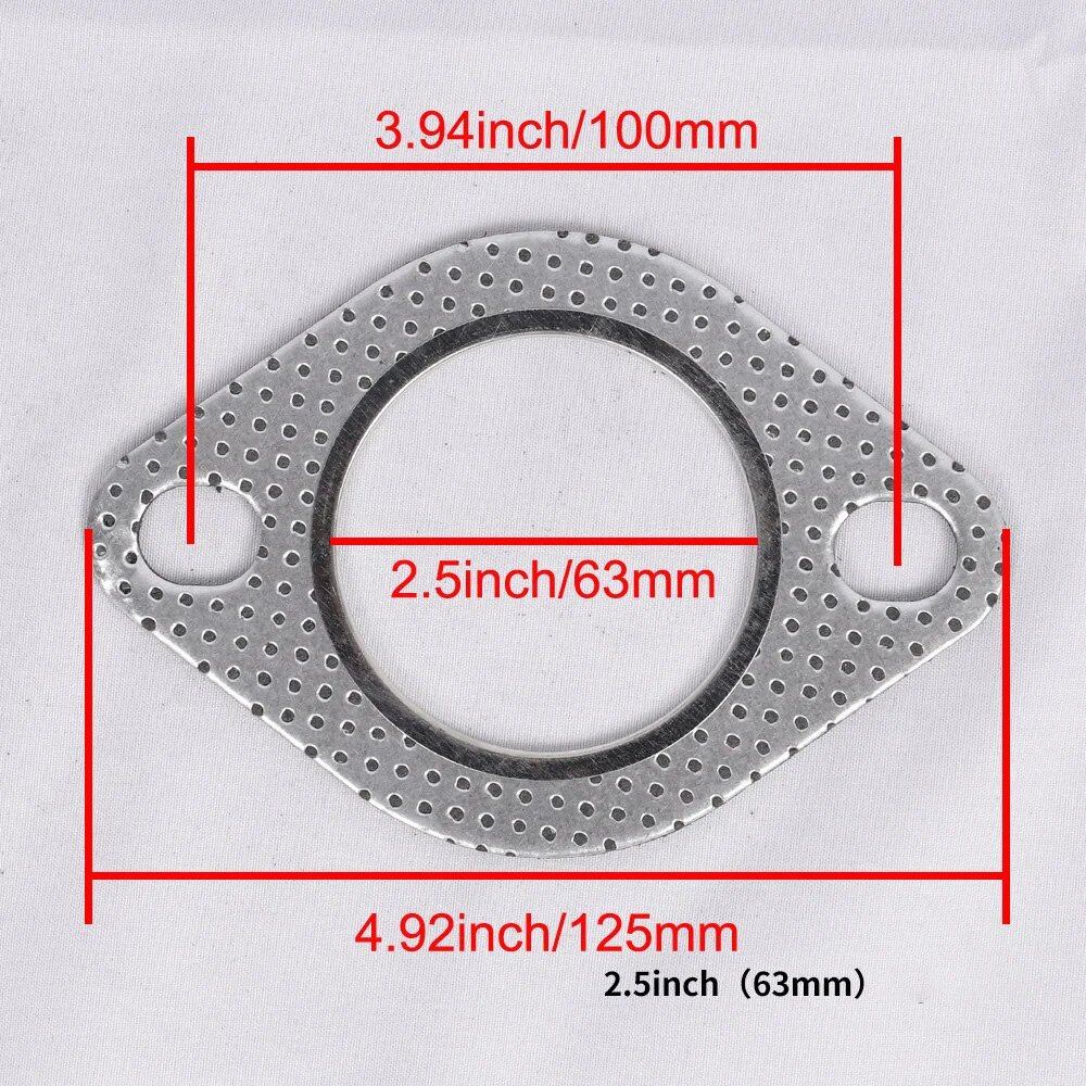 1/5-Piece Car Exhaust Downpipe Flange Gasket, 51/55/60/63/70/76mm, Exhaust and Intake Pipe Gasket, 2.0/2.16/2.36/2.5/2.75/3.0 Inch, Parallel Import