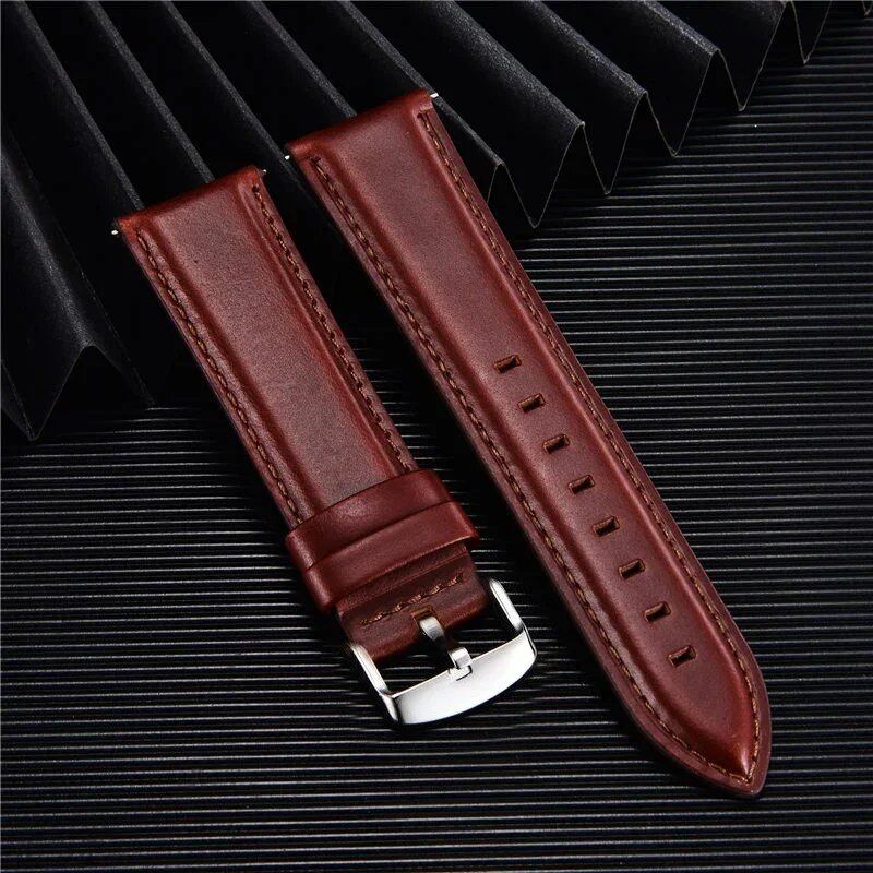 Quick Release Leather Watch Band, 18mm, 20mm, 22mm, Business Watch Strap, Black, Brown, Soft Bracelet, Watch Accessories, Band Color: mm, Parallel Import